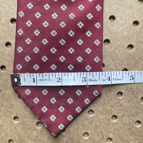 Ermenegildo Zegna Modern Floral Print Neck Tie Italy Made Silk Red Men - Picture 6 of 6